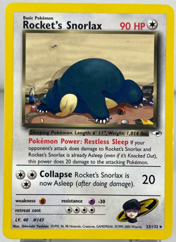 Pokemon TCG Gym Heroes ROCKET'S SNORLAX NON-HOLO RARE Card #33 - Image 1