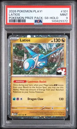 Latios Cosmos Holo PSA 9 Play! Prize Pack: Series 8 101 Pokemon Card - Image 1