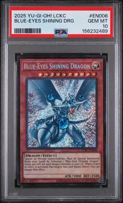 Blue Eyes Shining Dragon PSA 10 EN008 Yugioh Card - Image 1