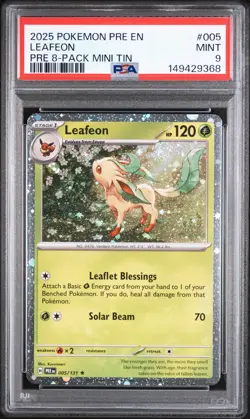 Leafeon Cosmos Holo PSA 9 Prismatic Evolutions 005/131 Pokemon Card - Image 1