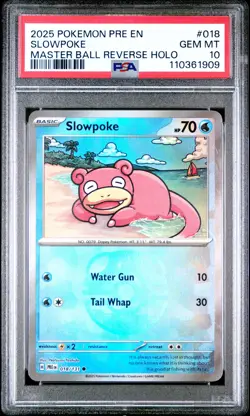 Slowpoke PSA 10 018/131 Master Ball Reverse Holo Pokemon Card - Image 1