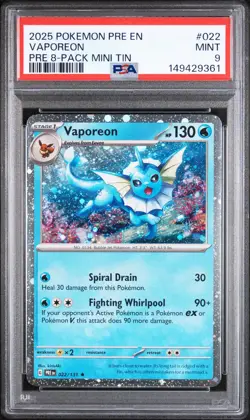 Vaporeon Cosmos Holo PSA 9 Prismatic Evolutions 022/131 Pokemon Card-61 - Image 1