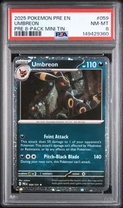 Umbreon Cosmos Holo PSA 8 Prismatic Evolutions 059/131 Pokemon Card - Image 1