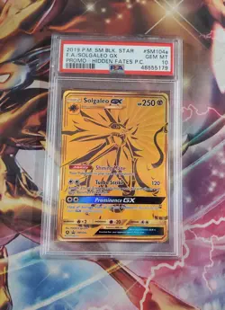 PSA 10 GEM MINT Solgaleo GX SM104a Hidden Fates Promo Gold Card - Image 1