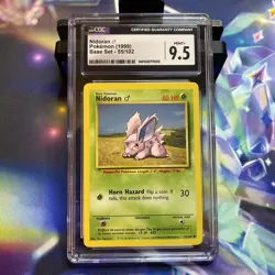 1999 POKEMON BASE SET UNLIMITED #55 NIDORAN CGC 9.5 - Image 1