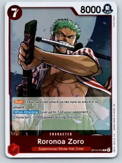 Roronoa Zoro OP14-015 Rare The Azure Sea's Seven One Piece Foil Near Mint - Image 1
