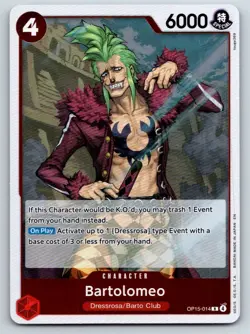 Bartolomeo OP15-014 Rare Adventure on Kami's Island One Piece Foil Near Mint - Image 1