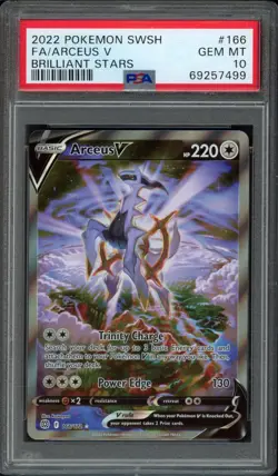 2022 Pokemon SWSH Brilliant Stars Arceus V 166/172 PSA 10 Gem Mint Full Art - Image 1
