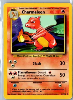 Charmeleon Base Set Unlimited 24/102 Uncommon HP - Vintage Pokemon Card - Image 1