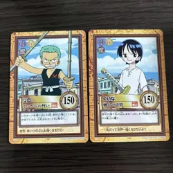 One Piece Carddass Zoro Kuina 2 Card Set 1999 Japanese Bandai Rare Cards - Image 1