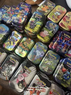 Lot Of 50 Pokemon TCG Cards Empty Mini Tin Can Collectibles - Image 3