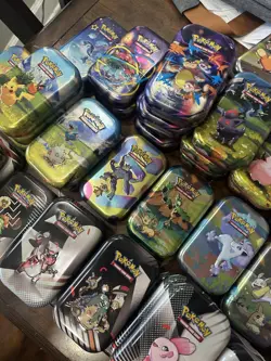 Lot Of 50 Pokemon TCG Cards Empty Mini Tin Can Collectibles - Image 4
