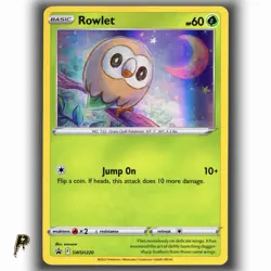Pokemon Sword & Shield Promo Rowlet SWSH220 Holo Rare Card NM - Image 1