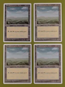 Plains (C) x4 Fourth Edition 4th 4x Magic the Gathering MTG White Border - Image 1