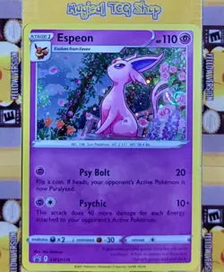 Pokemon Espeon Black Star Promo SWSH174 Cosmos Holo Swirl Holo Bleed - Image 1