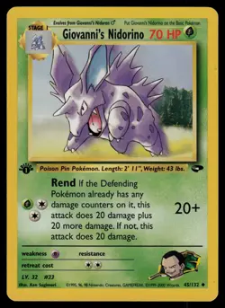 Giovanni's Nidorino 45/132 Uncommon Gym Challenge Pokemon 1st Edition LP - Image 1