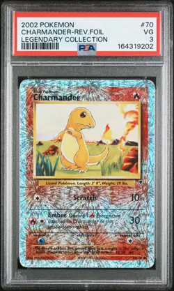 2002 POKEMON LEGENDARY COLLECTION #70 CHARMANDER-REVERSE FOIL PSA 3 - Image 1