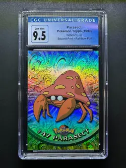 topps Pokemon TV Animation Edition Series 1 Rainbow Foil #47 Parasect CGC 10 - Image 1