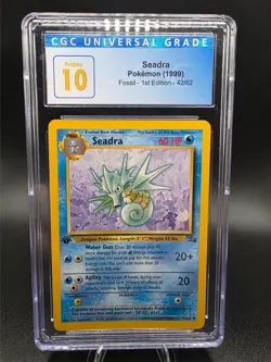 1999 POKEMON WOTC FOSSIL 1ST EDITION #42 SEADRA CGC 10 PRISTINE Blue Label - Image 1