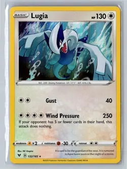 Lugia 132/185 Holo Rare Vivid Voltage Pokemon Near Mint - Image 1
