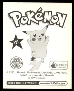 1999 Pokemon Merlin Sticker Collection Gengar U.K. #187 Rare - Image 2