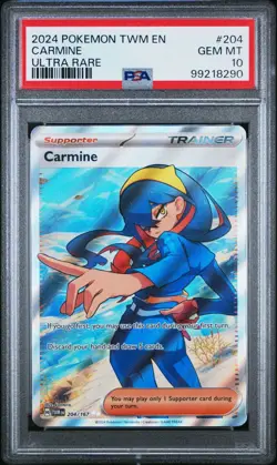 PSA 10 - Pokemon Carmine Ultra Rare 204/167 2024 Twilight Masquerade - Image 1