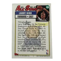Larry Bird 1992-93 Topps Gold All-Star Card #100 Boston Celtics NBA SP - Image 2