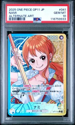 One Piece 2025 Nami Alternate Art OP11-041 L Japanese PSA 10 Gem Mint - Image 1