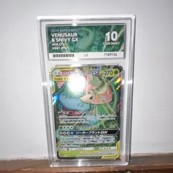 Ace Graded 10 2019 Remix Bout Venusaur & Snivy GX TAG TEAM Holo 001/064 JPN - Image 1