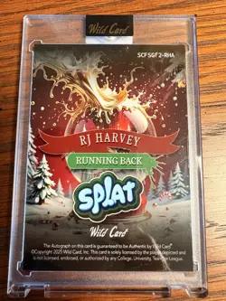 🔥2025 Wild Card Splat Holiday Encased Snow Globe 1/1 RC Auto RJ HARVEY Broncos - Image 2