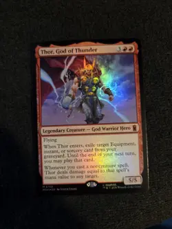 MTG Thor, God of Thunder FOIL NM M 156 Marvel Super Heroes - Image 1