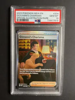 Giovanni’s Charisma 204 PSA 10 2023 Pokemon MEW EN Special Illustration Rare - Image 1