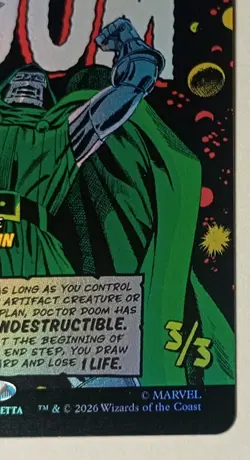 MTG Doctor Doom FOIL NM Marvel Super Heroes MSH #0394 Mythic COMIC ART - Image 4