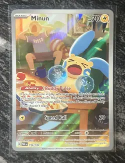 Minun 194/182 Illustration Rare Paradox Rift Pokemon Holo NM - Image 1