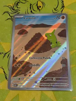 Larvitar 203/197 Illustration Rare Obsidian Flames Pokemon Holo Near Mint - Image 1