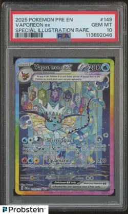 2025 Pokemon PRE EN SIR Prismatic Evolutions #149 Vaporeon Ex PSA 10 GEM MINT - Image 1