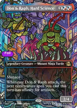 MTG Foil Don & Raph, Hard Science (Borderless) Card #205 Teenage Mutant Ninja... - Image 1