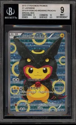 BGS 9 Pokemon Card Poncho Wearing Pikachu Shiny Rayquaza 2016 XY Promo 231 - Image 1
