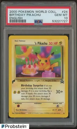 2000 Pokemon WOTC Black Star Promo Birthday Pikachu Holo #24 PSA 10 GEM MINT - Image 1