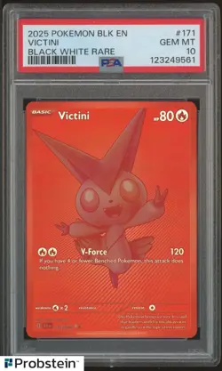 2025 POKEMON BLACK EN-BLACK BOLT BLACK WHITE RARE #171 VICTINI PSA 10 - Image 1