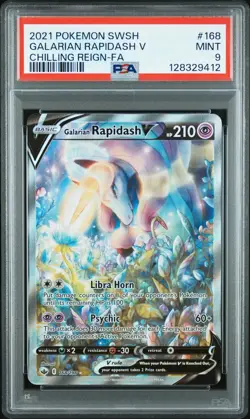 Galarian Rapidash V #168 Pokemon Sword & Shield Chilling Reign PSA 9 - Image 1