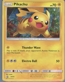 Pikachu SM76 Holo Promo Sun & Moon Promo Pokemon Heavily Played - Image 1