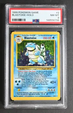 PSA 8 NM-MT Blastoise Holo 2/102 Base Set Pokemon Card 1999 - Image 1