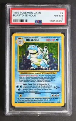 PSA 8 NM-MT Blastoise Holo 2/102 Base Set Pokemon Card 1999 - Image 2