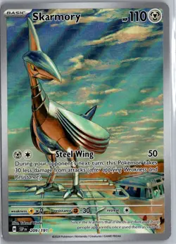 Skarmory 209/191 Illustration Rare Pokemon Card SV08: Surging Sparks - Image 1