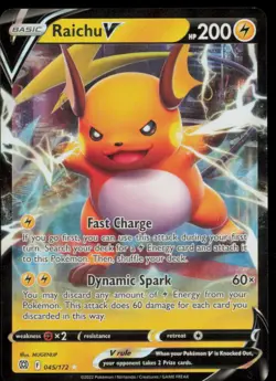 RAICHU V 045/172 BRILLIANT STARS HOLO POKEMON CARD NEAR MINT - Image 1
