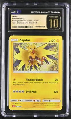 CGC PRISTINE 10 Zapdos CLC 012/034 Pokemon Card GRADED LOW POP - Image 1