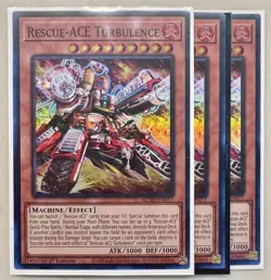 Yugioh! 3x Rescue-ACE Turbulence MZMI-EN077 Super Rare 1st Ed NM - Image 1