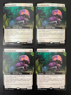 MTG- Prehistoric Pet x4 - TMNT Extended Art (Two are FOIL) - Image 1