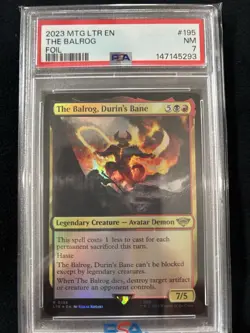 MTG LOTR The Balrog Durin’s Bane Foil PSA 7 #195 Rare - Image 1